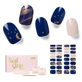 NAILOG Semi Cured Gel Nail Stickers (34 Pieces), Nail Seal Curing Type, Long Lasting, Salon Quality, Nail Sticker, Nail Kit, Beautiful Glossy, Cute, Art Design, Starry Sky | Shooting Stars