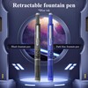 Protectivemethod Fountain Pen Retractable 0.38mm, Blue&black Ink Transparent Barrel Includes