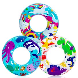JOYIN 3 Pack Pool Floats, Pool Tube for Kids Swim Rings Inflatable Tubes, Unicorn Sea Animal Tubes Floatie Ring Water Toys for Swimming, Summer Beach Party