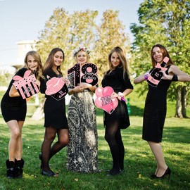 ComboJoy 18th Birthday Decorations for Girls - 7 Pcs Pink 18th Birthday Yard Signs with Stakes, 2 Pcs LED Lights, Sparkling at Night, Weatherproof, Perfect Outdoor Lawn Happy 18th Decorations