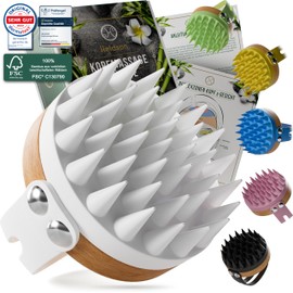 HELDSON® Premium Scalp Massage Brush - FSC®100% - Head Massage Brush - Scalp Massager Brush - Hair Massage Brush Hair - Hair Care Scalp Scrub - Head Massage - Scalp Scrub [Opal White]