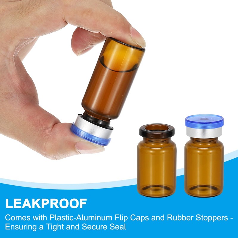 PATIKIL 12pcs 7ml Amber Borosilicate Glass Sample Vials with Aluminum