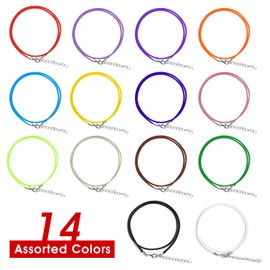 Yolev 28Pcs Waxed Necklace Cord Waxed Cotton Necklace 18 Inches Mix Color Necklace Cord with Lobster Claw Clasp Jewelry Making Necklace Rope String with Clasp for DIY Bracelet Pendant