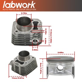 labwork Cylinder Piston and Top End Kit Replacement for Kawasaki Bayou 250 KLF250A 2003-2011 Replacement for 11005-1965 11061-1104 11004-1375 13001-1663