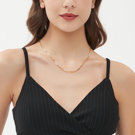 Jewlpire 2.5mm Italian Soild 14K Real Over Gold Paperclip Chain Necklace for Women, Hypoallergenic Gold Chain for Women Shiny & Sturdy Women's Chain Necklaces 20 Inch