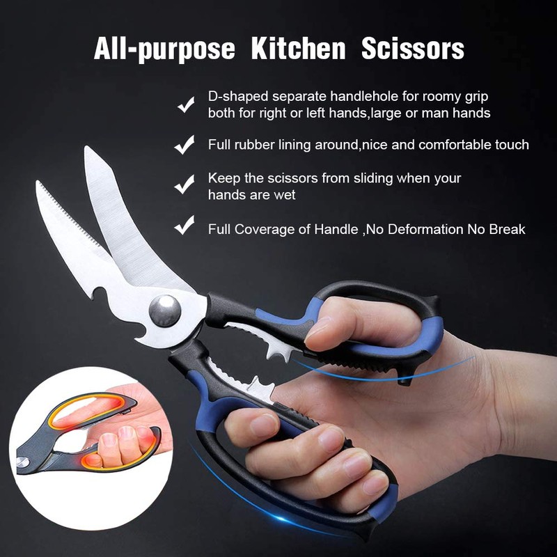 Heavy Duty Kitchen Shears with Unique Curve Blade, No Rust