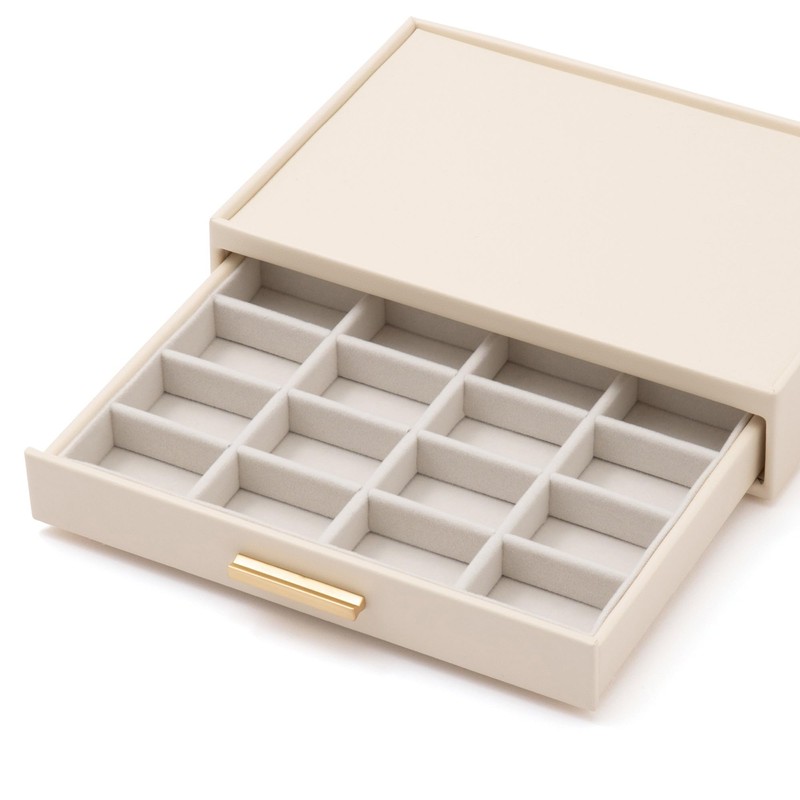 Francfranc Franc Stacking Jewelry Box Ring Earrings White