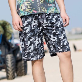 techcity Boys Teens Swim Trunks Quick Dry Surfing Beach Sports Running Swim Shorts with Drawstring 6T to 18/20 (6-7, Camo Grey)