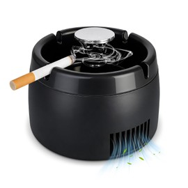 Smokeless Ashtray 2 in 1 Air Purifier Ashtray Smoke Removing Ash Tray Portable Smokeless Ashtrays USB Rechargeable Electric Ashtrays Indoor for Car Home and Office (Black1)