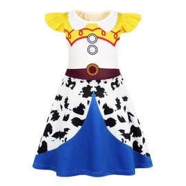 Jurebecia Girls Nightgowns Princess Nightdress for Kids Flutter Sleeves Night Gown Sleepwear Pajamas Nightie Size 6 Blue Yellow