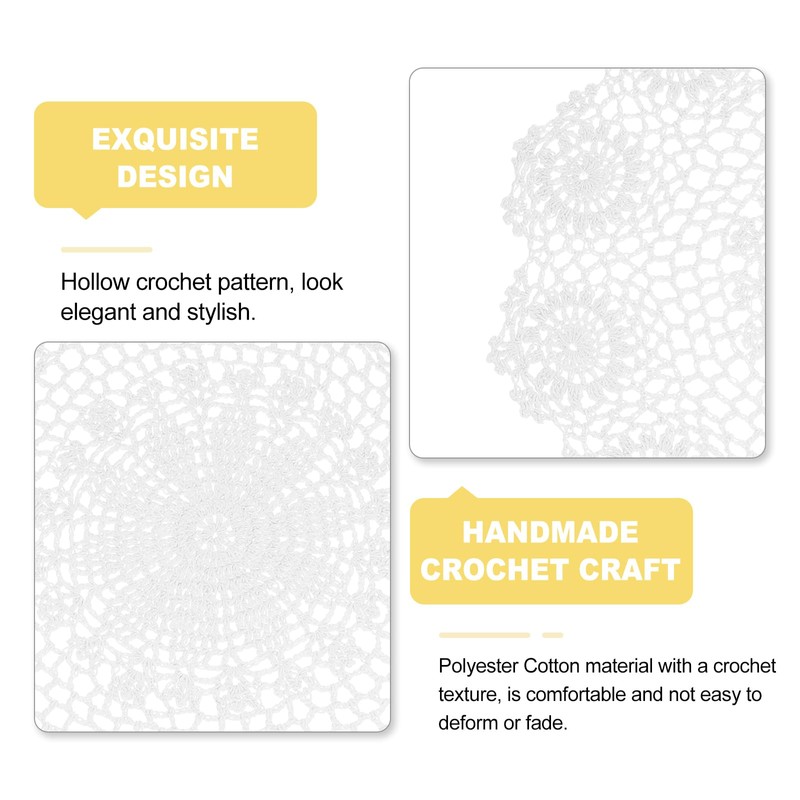 sourcing map Handmade Crochet Placemats, 16inch Round Retro Table Mat