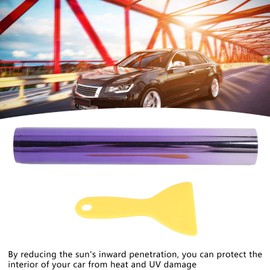 Car Sun Strip Visor Film, KIMISS Windshield Sun Visor Strip Heat Block Windshield Shade DIY Stickers Waterproof Universal for Vehicle (Purple)