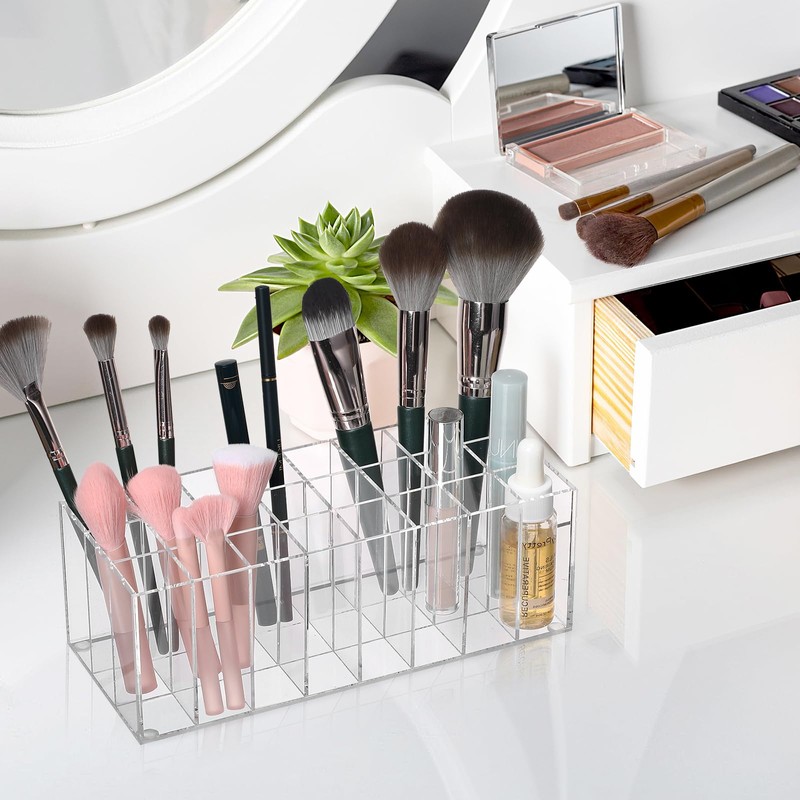 Baluue Lipstick Organizer, Home Lipstick Display Container, -Grid Acrylic Lipstick