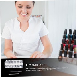 Housoutil 2sets Rhinestone Nail Art DIY Manicure Decor Flat for Elegant Nail Design Includes Random Tweezers for Home and Salon Use