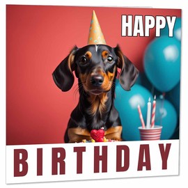 Sausage Dog Birthday Card Dachshund Birthday Card Cute 145 x 145mm
