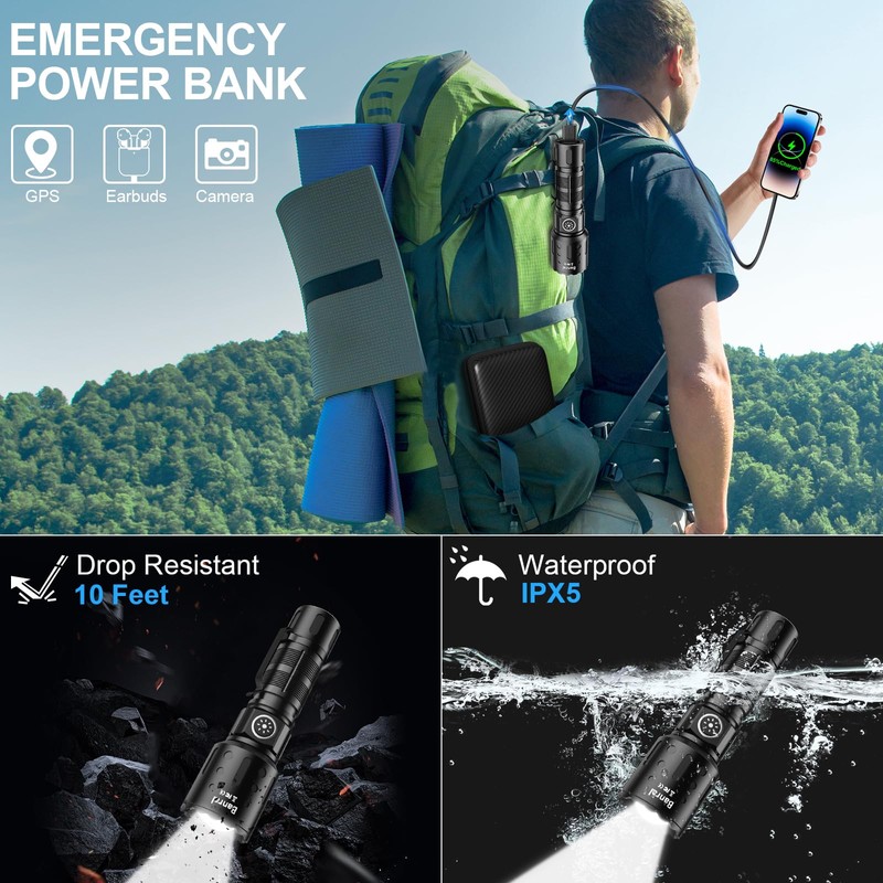 Flashlights High Lumens Rechargeable, Super Bright LED Small Powerful Flashlight