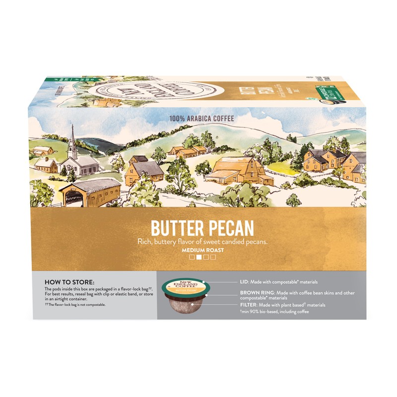 New England Coffee Butter Pecan Medium Roast Single Serve Pods,