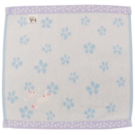 Keisui Japanese Goods Towel Handkerchief Seiyan Embroidery Rabbit Parent and Child Blue 10.0 x 9.6 inches (25.5 x 24.5 cm)
