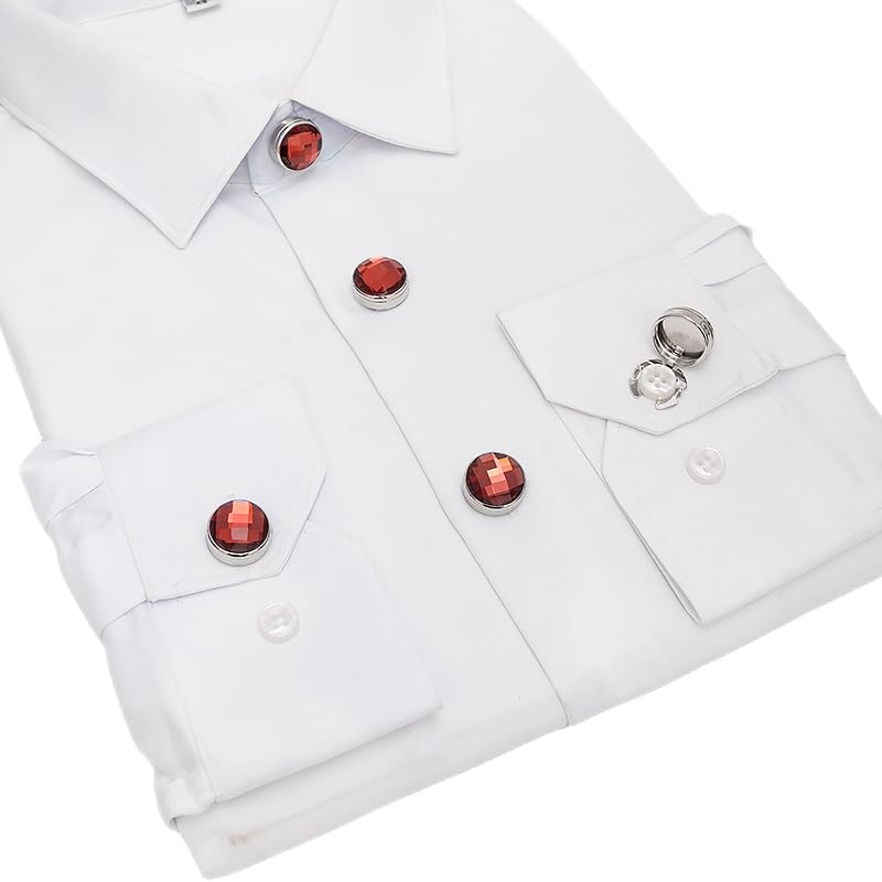 OoSsSoO Mens Shirt Button Covers Tuxedo Cufflinks Alternative Silver red