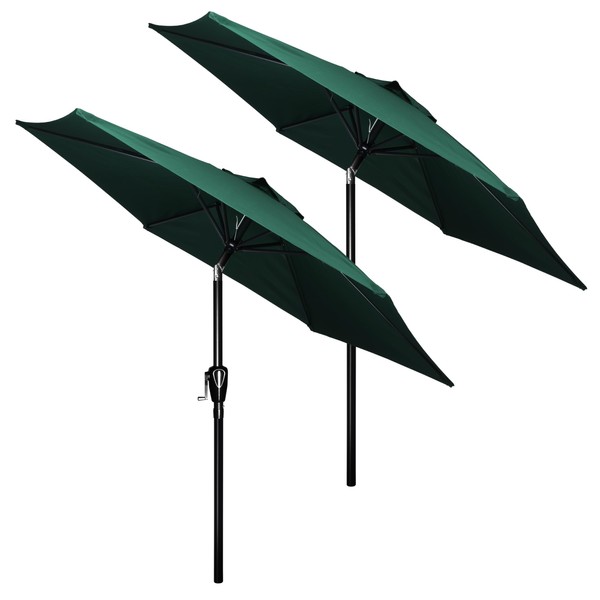 HealSmart 7.5ft Patio Umbrella with Push Button Tilt/Crank, Outdoor Table