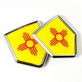 New Mexico Flag Decal Sticker Car Emblem New Mexico Flag Car Decoration Accessories Chrome Shield for Truck Vehicles Cars, 2 Pack