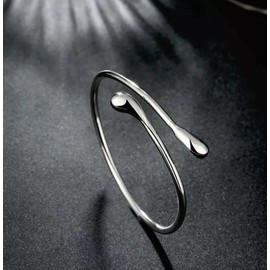 Unbranded 2x Women’s 925 Sterling Silver Smooth Tear Water Drop Cuff Open Bangle Bracelet