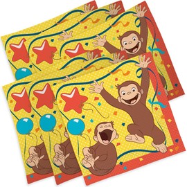 Curious George Luncheon Paper Napkins - 7" x 7", 16 Pcs,White