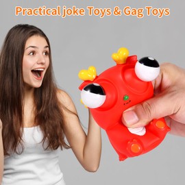 OriCraft Magic Dinosaur with Exploded Eyeballs Stress Relief Toy Surprise Exploding Eyeball Dinosaur for Anxiety Relief, ADHD Squeeze Out The Surprises and Heal The Emotions, Sensory Toy Red