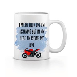 I Might Look Like I'm Listening But In My Head I'm Riding My Bike, Fun motorbike gift, Racing Bike Present, Bike Gift, Birthday Present