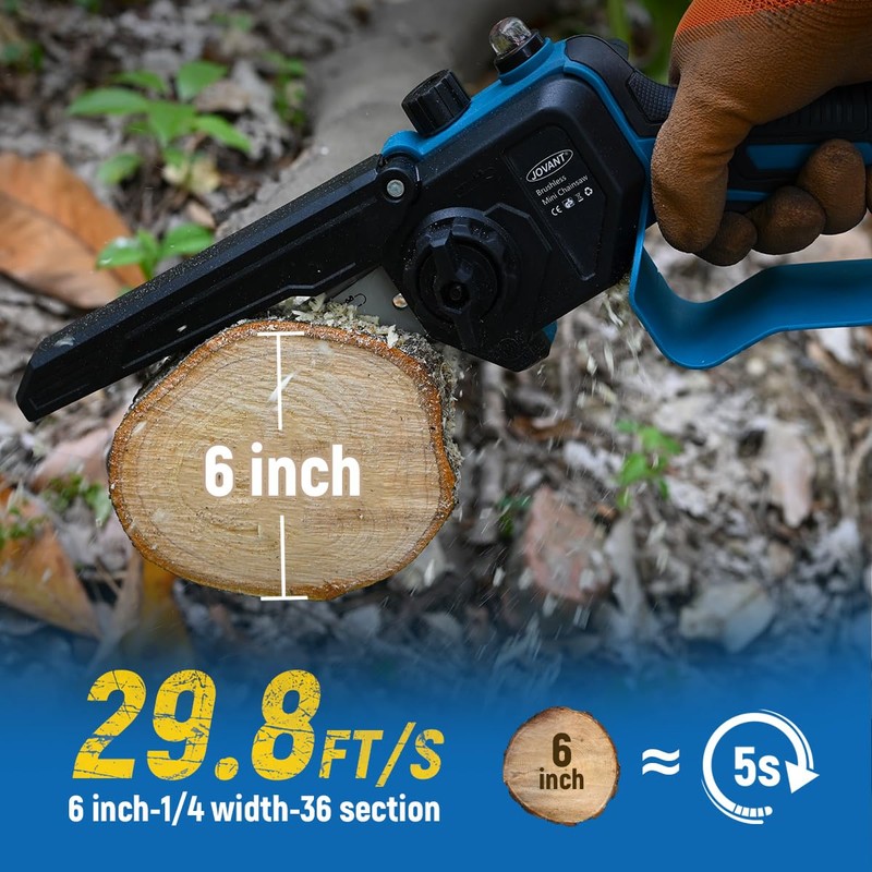 Jovant 2-in-1 Pole Saw 6 Inch Cordless Handheld Chainsaw, Battery