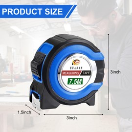 Merkaunis 10 Pcs Tape Measure 25 ft, Retractable Measuring Tape Bulk Self Locking Measurement Tape Easy to Read with Fractions 1/8, Steel Power Tape 1 Inch for Engineer Crafter (Blue)