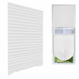 Cordless Blackout Pleated Fabric Shade Window Shades Blinds Darkening Temporary Light Filtering Pleated Paper Shade Easy to Install and Cut for Home Bedroom Office HxW(59" x 35")