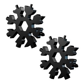 Snowflake Multi Tool, Stainless Stocking Fillers, Portable DIY Hex Wrench Keychain, Pocket Tool Screwdriver, Bottle Opener, Ring Spanner, Bicycle, Camping (2, Black)