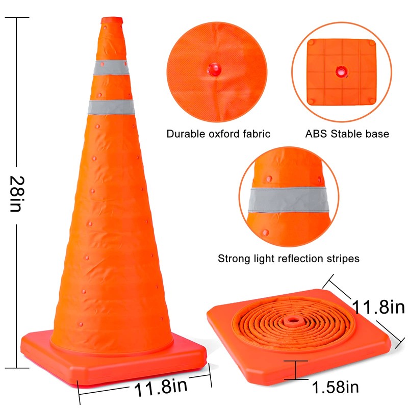 [2 Pack]28 Inch Collapsible Traffic Safety Cones - Parking Cones