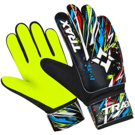 Trax Soccer Goalie Gloves for Kids Boys Children,Youth & Adult Football Goalkeeper Gloves with 4mm Latex Anti-Slip Strong Grip Palm (Fluroscent Yellow, Size 4 Suitable for 6-9 Years)