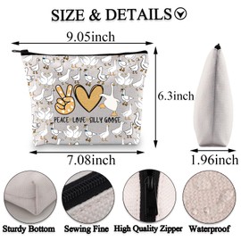 BDPWSS Silly Goose Gift Silly Goose Theme Gift Goose Lover Gift Peace Love Silly Goose Zipper Pouch for Farmer Goose Owner (Peace Goose bagCA)