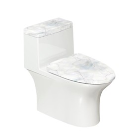 Vanideaoty White Marble Bathroom Set Toilet Lid Cover Toilet Tank Cover 2 Piece 17 x 21
