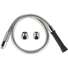 TBER Replacement B-0044-H Pre rinse Hose with Grip Handle for T&S Brass, 44" Flexible Stainless Hose with Heat Resistant Handle for Restaurant Industrial Faucets(Black)