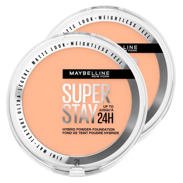 Maybelline New York Super Stay Hybrid Matte Powder Primer Waterproof Matte Effect Colour 21 for Combination Skin and Grease, Long Lasting, 24 Hours - 2 Cosmetics