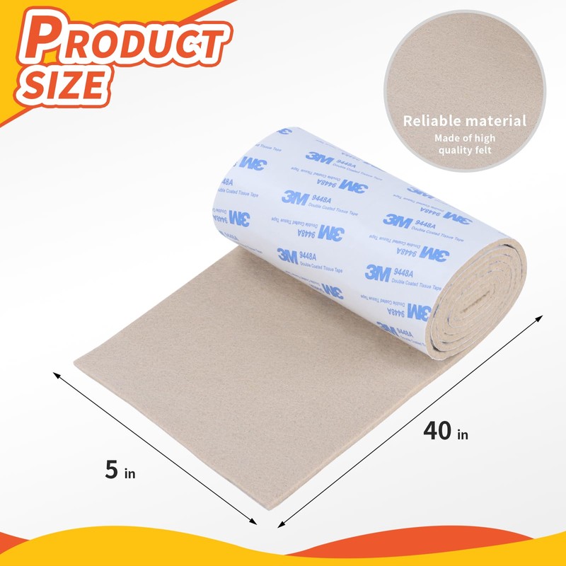 Felt Furniture Pads, Non Slip Self Adhesive Cuttable Felt Tape