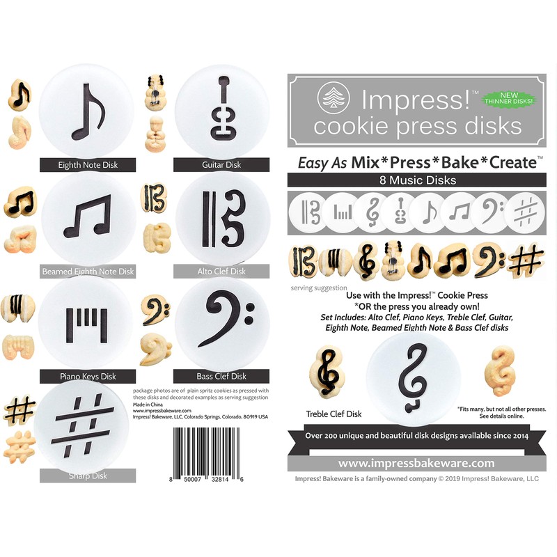 Music 8 Disk Set for Cookie Presses