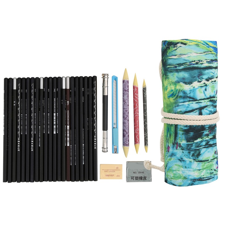 29pcs Sketching Pencil Tool Kit Beginner Artist Drawing Pencil Roll