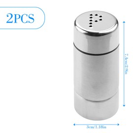 GLADFRESIT Salt and Pepper Shaker 2PCS Stainless Steel Kitchen Seasoning Jar Pots Set Barbecue Bottle for Kitchen BBQ Restaurant Camping Dining Table