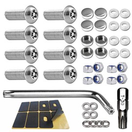 BGGTMO License Plate Screws Anti Theft -1/4 M6 Security License Plate Bolts Chrome Caps, Stainless Steel Rustproof Front Rear Locking Car Tag Fasteners Hardware