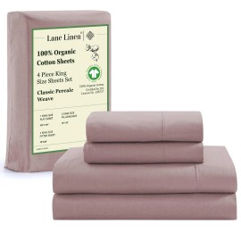 LANE LINEN King Size Bed Sheets - 4 Piece 100% Organic Cotton KingSsheets, So...