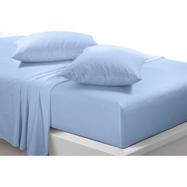 Goldstar Sky Blue Double Flat Sheet Soft Microfibre Easy Care Wrinkle Resistant Bed Linen Breathable Hypoallergenic Top Sheet