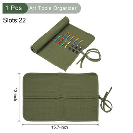 YOKIVE Color Pencil Organizer, Painting Brush Holder Artist Roll Art Craft Supplies Bag for Marker Outdoor Travel Organizing, 22 Slots, Green