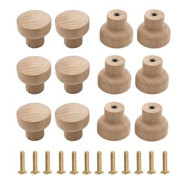 Dtoterul Pack of 12 Furniture Knobs Wooden Round Wooden Hardware Round Drawbar Knobs Wooden Handles Furniture Door Drawer Handles for Mounting on Drawers and Cabinet Doors Handles Cabinet Home
