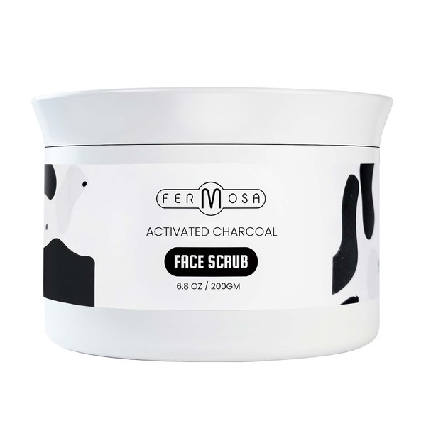 Fermosa Activated Charcoal Face Scrub - Gentle Deep Cleansing Exfoliator for Blackheads, Acne and Healthy Skin, Detoxifying Face Scrub - 200gm