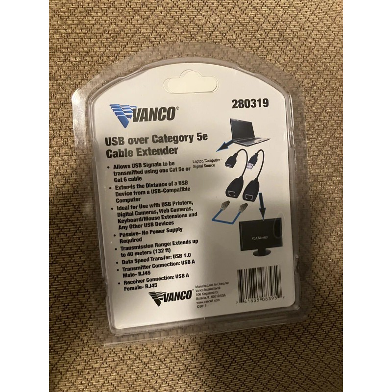 Vanco "280319" USB Over Category 5e Cable Extender - NEW